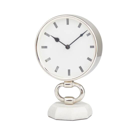 Silver Modern Abstract Clock, 6" x 4" x 10"